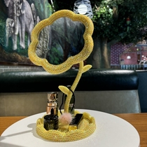 DIY flower mirror with diamonds flower fairy desktop makeup mirror detachable rotating sunflower mirror dormitory internet celebrity