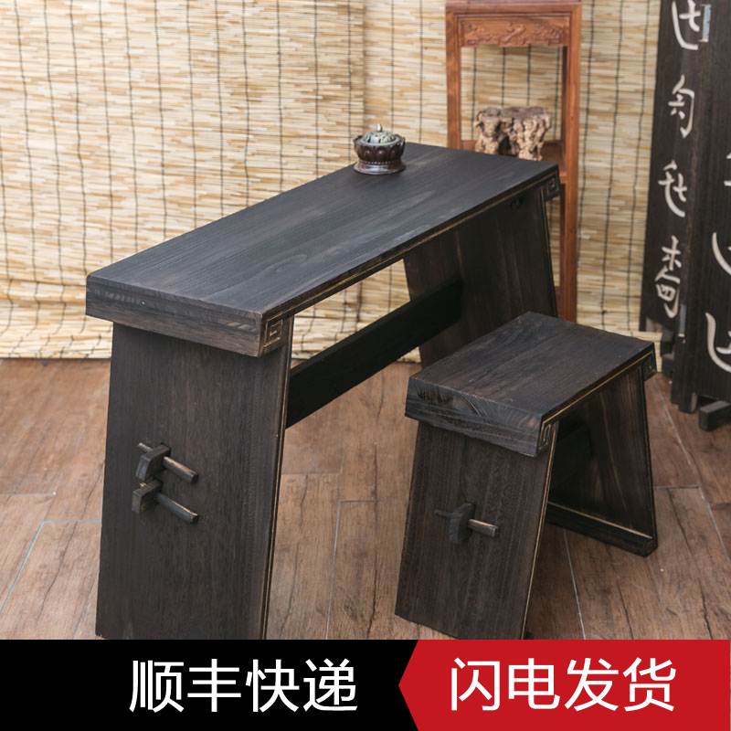 (Seven rhymes)upgraded version of guqin table and stool factory direct sales Yangzhou Tongmu Guqin table desktop thickness of 3 cm