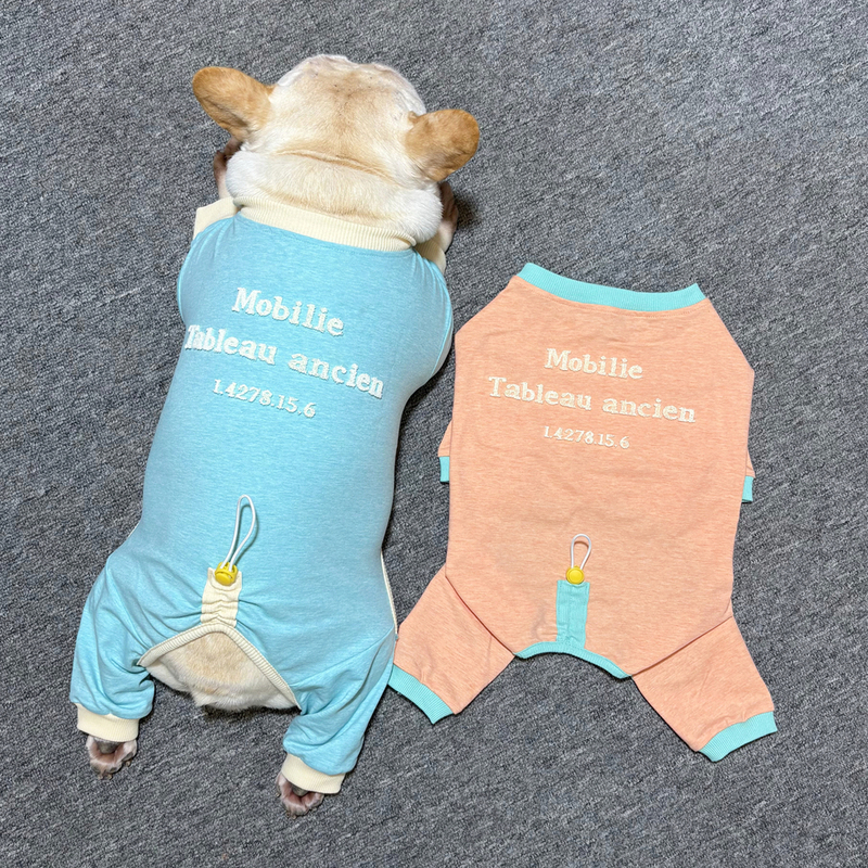 French Bulldog Spring and Summer Clothes, Pure Cotton Thin Four-Legged Clothing for Pugs, Teddy, Bichon Pets, Anti-Shedding Jumpsuit