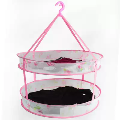  High-quality fine mesh printing double-layer windproof clothes drying basket closed detachable clothes drying basket sweater drying basket