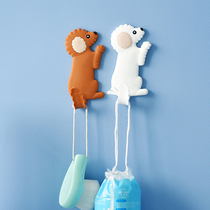 Japanese creative cartoon animal adhesive hook non-perforated wall unscented key Hook bathroom toilet paste hook