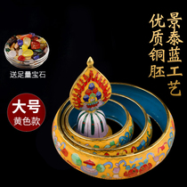 Tibetan cloisonne manza tea tray hand-polished red copper eight auspicious seven treasures man tea tray household large size without chassis