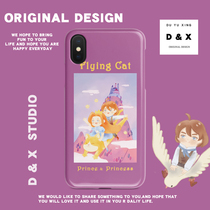 Single and line original fairy tale small flying cat iphonexr Apple xs Huawei p20p30 silicone phone case soft shell