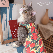 GINGERAIN Devon Cat Clothes Selkek Curly Cat Clothes English Short Puppet Cat Cotton Print Vest