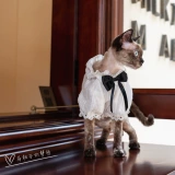 Gingrain Немецкая одежда для кошачьей одежды без волоса летняя детская рубашка пузырьковая рубашка лук черно -белая контрастная рубашка