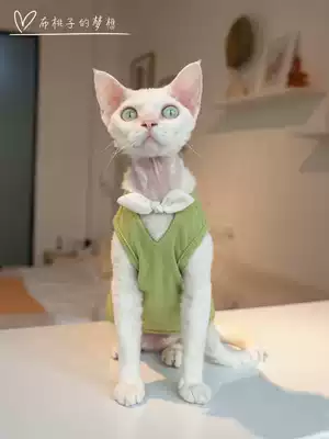 GINGERAIN German cat clothes hairless cat cotton pit deep V bow sweet vest in early summer