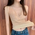 Cộng với nhung dày đồ lót nhiệt gợi cảm sâu V-cổ ren khâu vest dây đeo của phụ nữ không tay đan đáy áo áo khoác jean nữ Áo ba lỗ