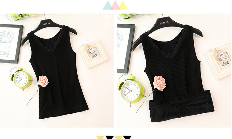 Mùa thu và mùa đông Hàn Quốc phiên bản ren cổ chữ V cộng với nhung dày đan len ấm áp áo vest nữ đồ lót chạm đáy áo sơ mi áo sơ mi trắng nữ