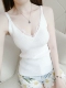 Mùa hè mới móc ren khâu cổ chữ V đan áo yếm nhỏ nữ ngắn Đoạn ngắn tay áo chạm đáy thủy triều