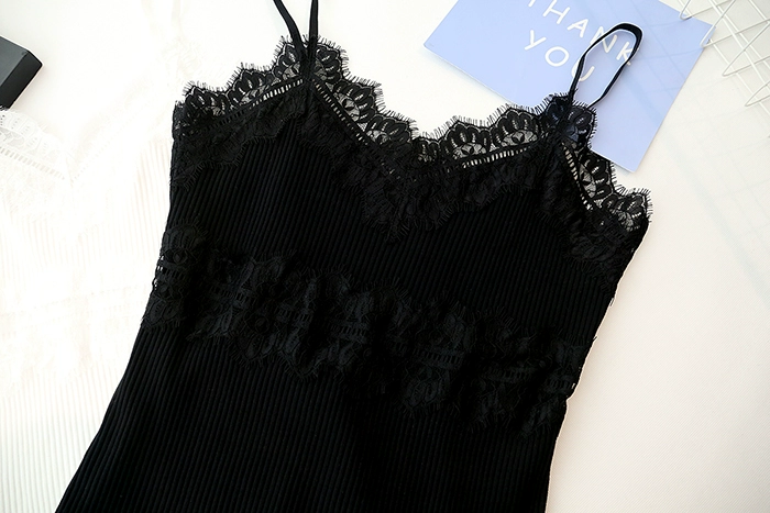 Mùa hè mới lông mi ren chữ V cổ áo cotton nữ ngắn đoạn ngắn Áo không tay áo sơ mi nhỏ chạm đáy áo thủy triều