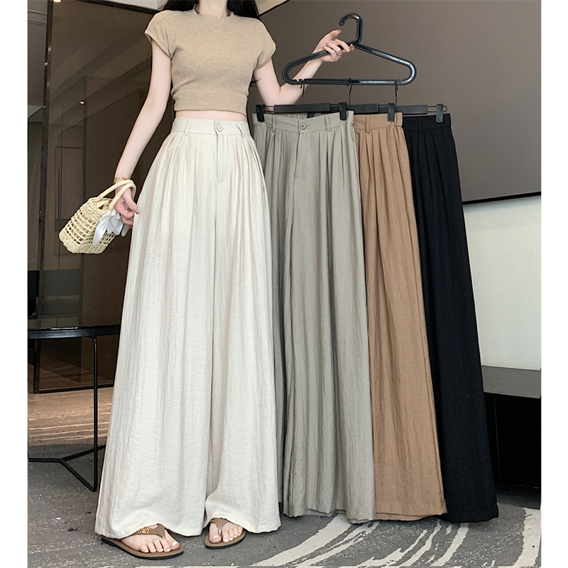 Summer Thin Ice Silk Wide-Leg Culottes for Women 2026 New Style Petite High-Waisted Drapey Wide-Leg Pants Casual Yamamoto Pants Summer Thin Ice Silk Wide-Leg Culottes for Women 2026 New Style Petite High-Waisted Drapey Wide-Leg Pants Casual Yamamoto Pants