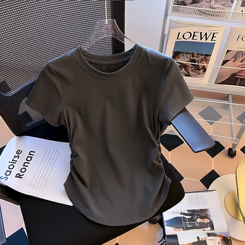 Хлопковая летняя футболка с коротким рукавом, сексуальный изогнутый корсет