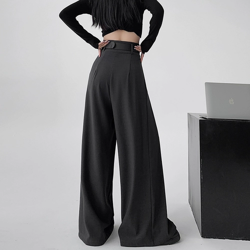 Белые штаны, осенний костюм, изысканный стиль, высокая талия, свободный прямой крой