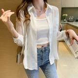 Шелковая одежда для защиты от солнца, летняя тонкая рубашка, лонгслив, кардиган, подходит для подростков, 2025 года, длина миди