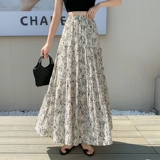 Шифоновая летняя юбка в складку, французский стиль, цветочный принт, высокая талия, плиссированная юбка, длина миди, А-силуэт