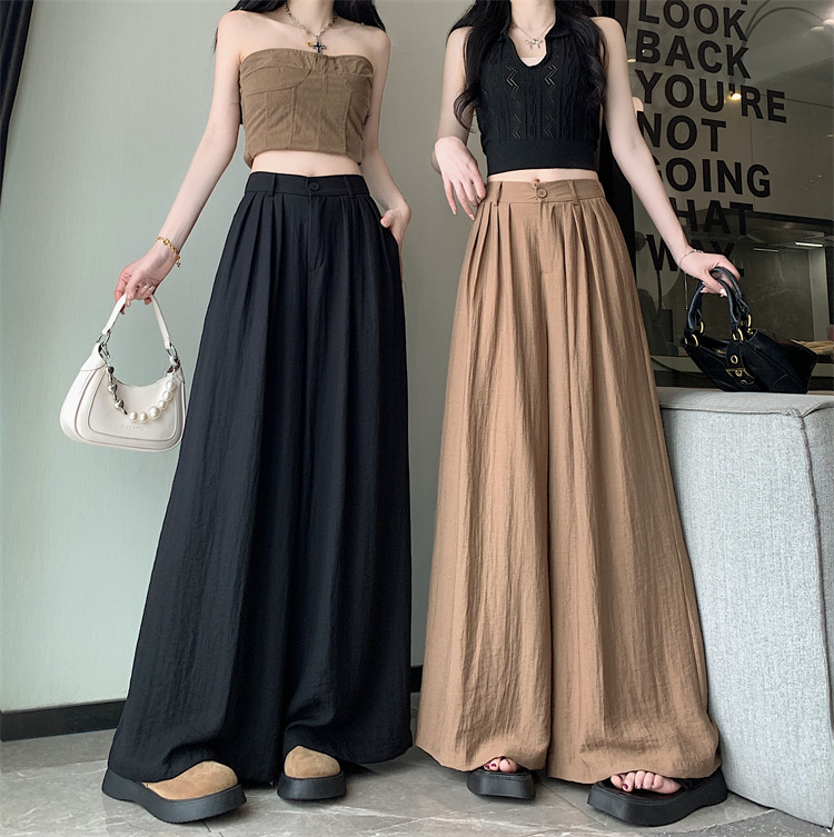 Летняя тонкая шелковая юбка, штаны, свободный крой, высокая талия 