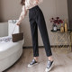 Black professional suit pants women's spring small man cigarette pants high waist wide leg loose straight nine points casual pants trendy