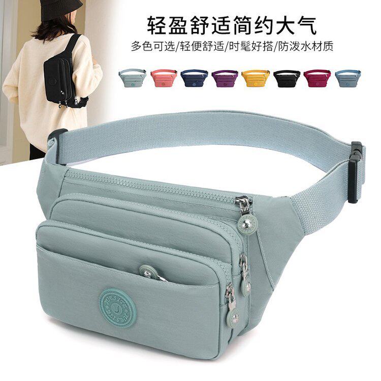 Silver cashier waist bag, multi-layer practical and wear-resistant sports chest bag