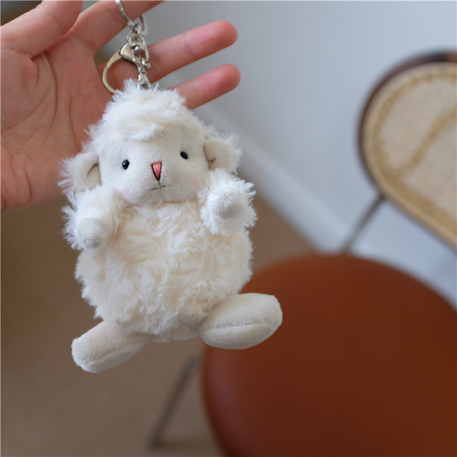 INS cute blush lamb doll pendant mini sheep doll doll literary white pendant students soft cute