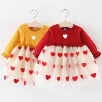Girls dress Dress Foreign Air Long Sleeve Autumn Dress Skirt Children Childrens Baby Girl Baby Spring Autumn Season Net Veil Princess Dress