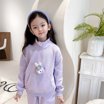 Girl Suit Autumn Clothing 2021 new Korean version Stars Dreveal Ocean Gas Network Red Two sets children casual long pants jacket