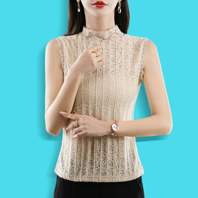Winter velvet lace shirt base layer, false collar, semi-high collar for children, sexy inner layer, T-shirt, chiffon blouse, top, vest