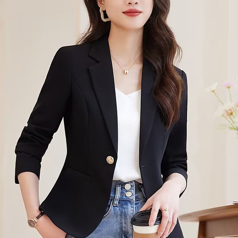 Original Export Surplus Brand Boutique Tail-End Stock Women's Short Blazer, Slim Fit Waist-Cinching Suit Jacket for Spring and Autumn Original Export Surplus Brand Boutique Tail-End Stock Women's Short Blazer, Slim Fit Waist-Cinching Suit Jacket for Spring and Autumn