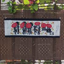 Folk handicraft wall background decoration cloth Miao ethnic batik painting living room cloth art mural Chinese cotton linen cloth wall painting