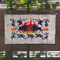 Folk handicraft Miao Wax Dyeing Painting Wall Background Decoration Painting Room Mural Home Wall Retro Hanging Canvas