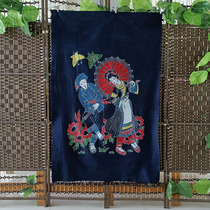 Retro Home Decoration Painting Live Background Cloth Artisanal Miao Batik Painting Chinese Living Room Wall Painting Background Wall Painting