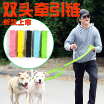 2 5cm pet double head chain leash dog leash dog walking nylon rope factory direct sales pet supplies