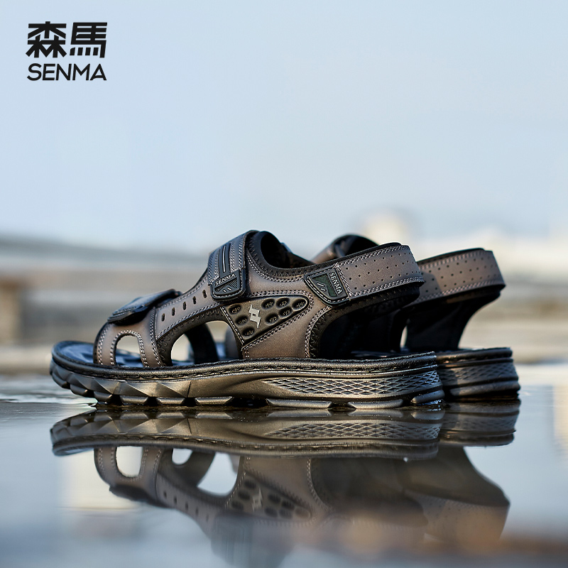 Senma Sports Sandals Men's Summer Breathable 2022 New Teens Driving Non-slip Soft Bottom Outside Wearing Beach Shoes