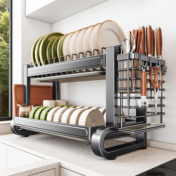 Stainless Steel Dish Rack, Drain Rack, Multi-Layer Dish Rack for Home Use, Kitchen Storage Rack, Countertop Dish Rack for Bowls, Plates, Chopsticks, and Cupboards