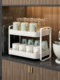 Cup Storage Rack, Double-Layer Tea Cup Holder, Tea Set Storage Rack, Draining Tray, Household Desktop Water Cup Holder