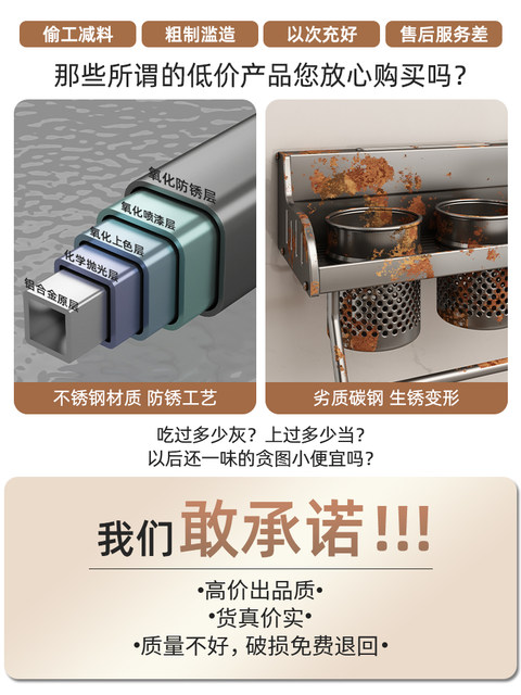 Kitchen Storage Rack Stainless Steel No-Drill Household Wall-Mounted Seasoning Chopsticks Knife Holder Supplies Organizer