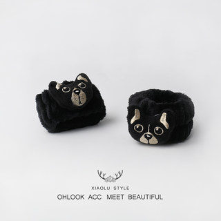 Creative animal black hair tie for hand washing, face washing, water-absorbing, sweat-absorbing wrist anti-moisture wristband
