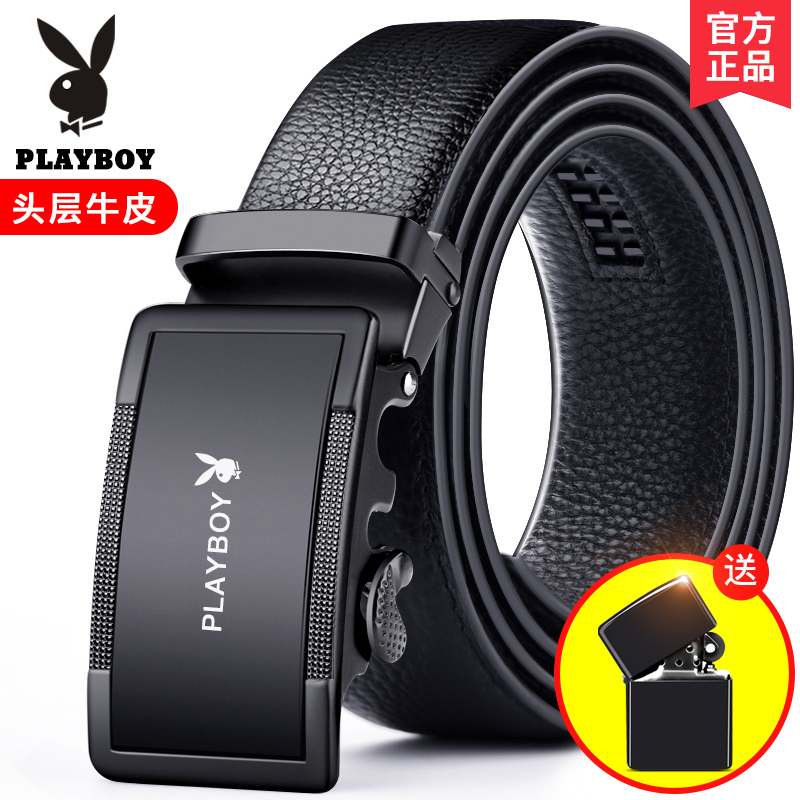 Flowers Playboy Men's leather Men's leather Autobuckle Young people Students Korean version Trend pure headband Bull Leather Belt