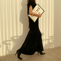 HChen Korea Direct Mail High-end Cold Young Sister Temperance Cashmere Short Sleeve Speculation A-word Dress