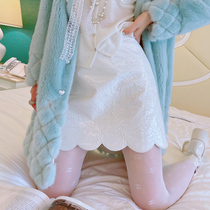 MissLuxury three-dimensional leather embroidered fashionable leather skirt womens sheepskin high waist curved side short skirt