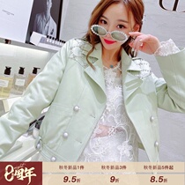 MissLuxury original limited socialite wind heavy industry rivets 2021 autumn new short coat womens sheep leather