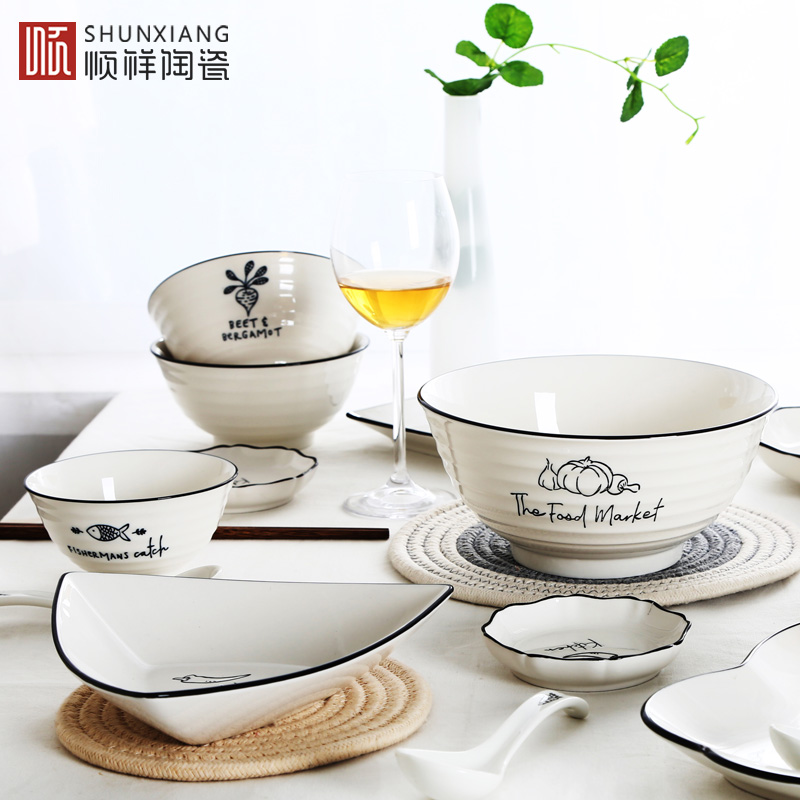 Shunxiang ceramics new dreamer uses European-style eating bowl to create pasta bowl soup bowl Simple bowl tableware bowl set