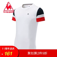 [18 mùa xuân sản phẩm mới] Le Cock Pháp cock cotton thoáng khí khâu thể thao ngắn tay T-Shirt nam CBT-0127181 áo thun the thao nam adidas có cổ