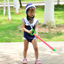 Childrens swimsuit girl one-piece girl swimsuit seaside hat cute princess Navy wind hot spring resort swimsuit