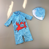 Childrens swimsuit boys one-piece boy long-sleeved beach sun-proof baby swimsuit boys and childrens swimwear