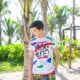 Phiên bản Hàn Quốc của cặp đôi thư ngắn tay áo thun ngày lễ nam và nữ mùa hè quần lửng ống rộng quần dài nhanh chóng phù hợp với quần short năm điểm 	quần áo đi biển hà nội	
