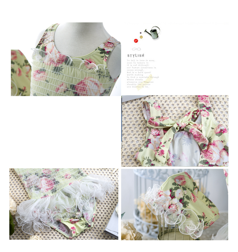 Áo tắm cho bé gái Matcha Hoa Xiêm Baby Big Boy Đồ bơi dễ thương Đầm ren Công chúa Mùa xuân Đồ bơi đồ bơi cho trẻ