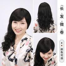 Wig Woman Summer Long Curly Hair Full Real Hair Natural Full Headgear Live-action Hair Caricature Liu Hai Invisible realistic wig sleeve