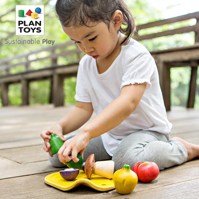 Thailand PlanToys3600 Fruit Checho 3601 Vegetables Checho Girl Dress Home Wine Toys