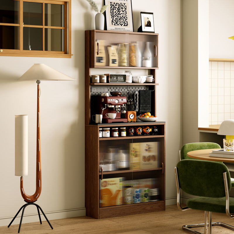 Solid Wood Ultra-Thin Narrow Sideboard Living Room Tea Cabinet Narrow Wall-Mounted Storage Cabinet Kitchen Storage Cabinet Coffee Side Cabinet