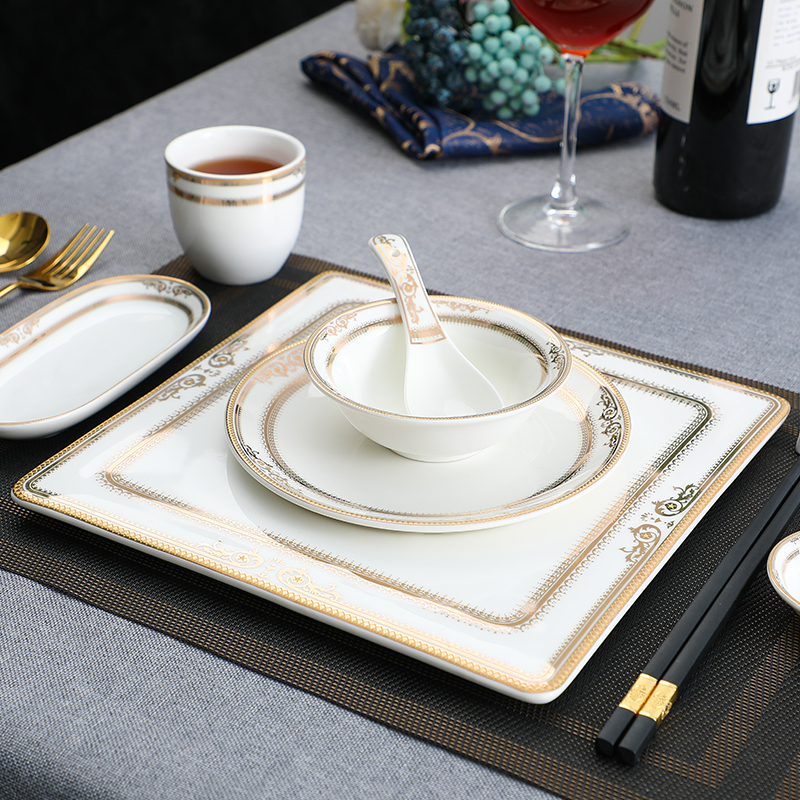 Star hotel supplies ceramic table tableware set high-end club eight-piece set food stall dining room disinfection tableware